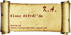 Klosz Alfréda névjegykártya